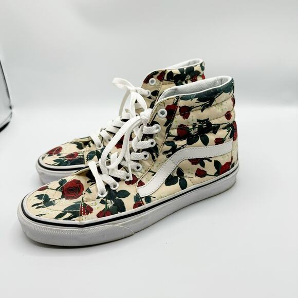 Vans Shoes - Vans Sk8 Hi High Top Canvas Sneakers Rose Print Shoe Womens 9 Dark Romance Goth